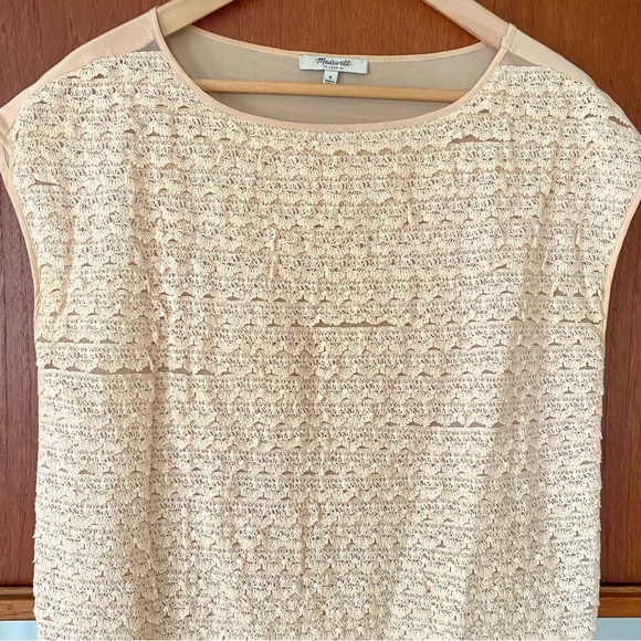 Madewell silk lace capped sleeve eggshell color blouse - Picture 2 of 10
